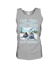 Snowmobile Sled Good Times And Crazy Friends Great Memories Unisex Tank tile