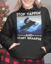 Snowmobile Sled Stop Yappin' And Start Braapin' Hooded Sweatshirt custom-hoodie-sweatshirt-lifestyle-front-208