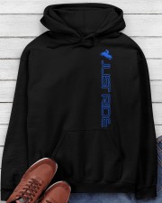 Snowmobile Sled Snowmobiler Just Ride Hooded Sweatshirt apparel-hooded-sweatshirt-lifestyle-front-182