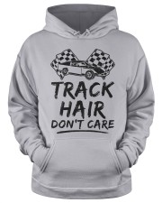 Dirt Track Racing Track Hair Don't Care Blk Hooded Sweatshirt apparel-hooded-sweatshirt-lifestyle-front-34