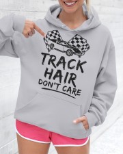 Dirt Track Racing Track Hair Don't Care Blk Hooded Sweatshirt custom-hoodie-sweatshirt-lifestyle-front-276
