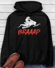 Snowmobile Sled Snowmobiler Braaap Hooded Sweatshirt apparel-hooded-sweatshirt-lifestyle-front-182