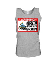 Snowmobile Sled Warning Mouth operates Faster Than Brain Unisex Tank tile