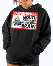 Snowmobile Sled Warning Mouth operates Faster Than Brain Hooded Sweatshirt custom-hoodie-sweatshirt-lifestyle-front-289