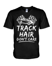 Dirt Track Racing Track Hair Don't Care V-Neck T-Shirt tile