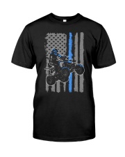 ATV Four Wheeler US Flag Green Line Premium Fit Mens Tee tile