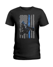 ATV Four Wheeler US Flag Green Line Ladies T-Shirt tile
