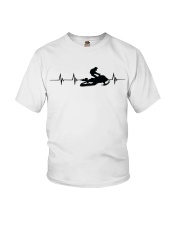 Snowmobile Sled Heartbeat Line Youth T-Shirt tile