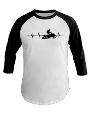 Snowmobile Sled Heartbeat Line Baseball Tee tile