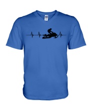 Snowmobile Sled Heartbeat Line V-Neck T-Shirt tile