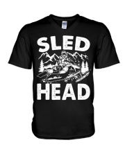 Snowmobile Sled Head V-Neck T-Shirt tile