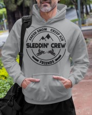 Snowmobile Sled Fresh Snow Crisp Air Friends Sleddin Crew Hooded Sweatshirt custom-hoodie-sweatshirt-lifestyle-front-267