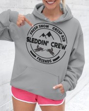Snowmobile Sled Fresh Snow Crisp Air Friends Sleddin Crew Hooded Sweatshirt custom-hoodie-sweatshirt-lifestyle-front-276