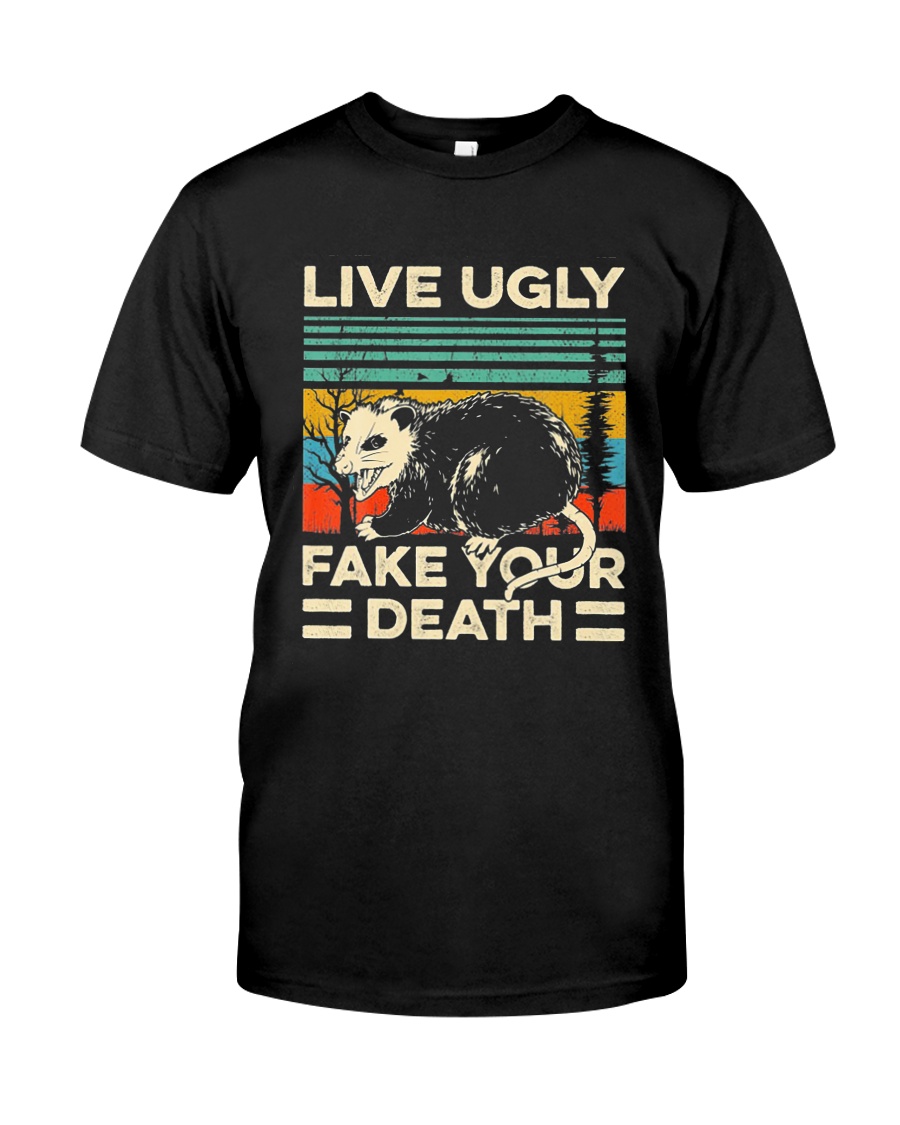Live Ugly Fake Your Death Retro Vintage Opossum Classic T-Shirt