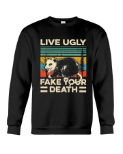 Live Ugly Fake Your Death Retro Vintage Opossum Crewneck Sweatshirt thumbnail