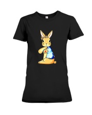 Bunny I Love Mom Tattoo Leopard Print Bow Premium Fit Ladies Tee thumbnail