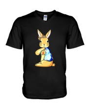 Bunny I Love Mom Tattoo Leopard Print Bow V-Neck T-Shirt thumbnail