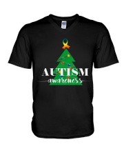 autism awareness shirt autism puzzle christmas tre V-Neck T-Shirt thumbnail