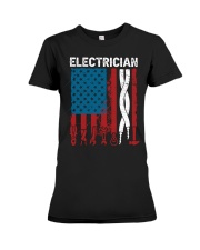 Patriotic Electrician American USAFlag Fathers Day Premium Fit Ladies Tee tile
