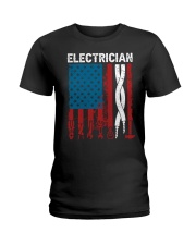 Patriotic Electrician American USAFlag Fathers Day Ladies T-Shirt tile