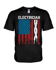 Patriotic Electrician American USAFlag Fathers Day V-Neck T-Shirt tile