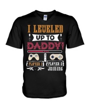 Leveled up to Daddy-VintageGamer-Promoted to Daddy V-Neck T-Shirt thumbnail