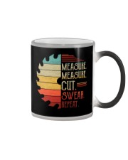 Dad Measure Swear Handyman Woodworker Fathers Day Color Changing Mug tile