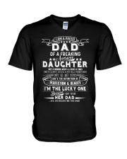 I'm A Proud Dad Freaking Awesome Daughter V-Neck T-Shirt tile