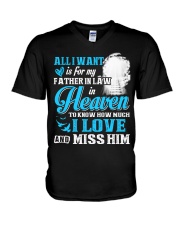 I Miss My Father in Law in Heaven Father's Day V-Neck T-Shirt tile