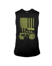 Funny Patriotic Tractor American FlagTractor Farm Sleeveless Tee tile