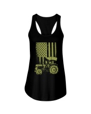 Funny Patriotic Tractor American FlagTractor Farm Ladies Flowy Tank tile