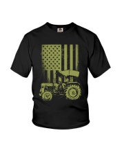Funny Patriotic Tractor American FlagTractor Farm Youth T-Shirt tile