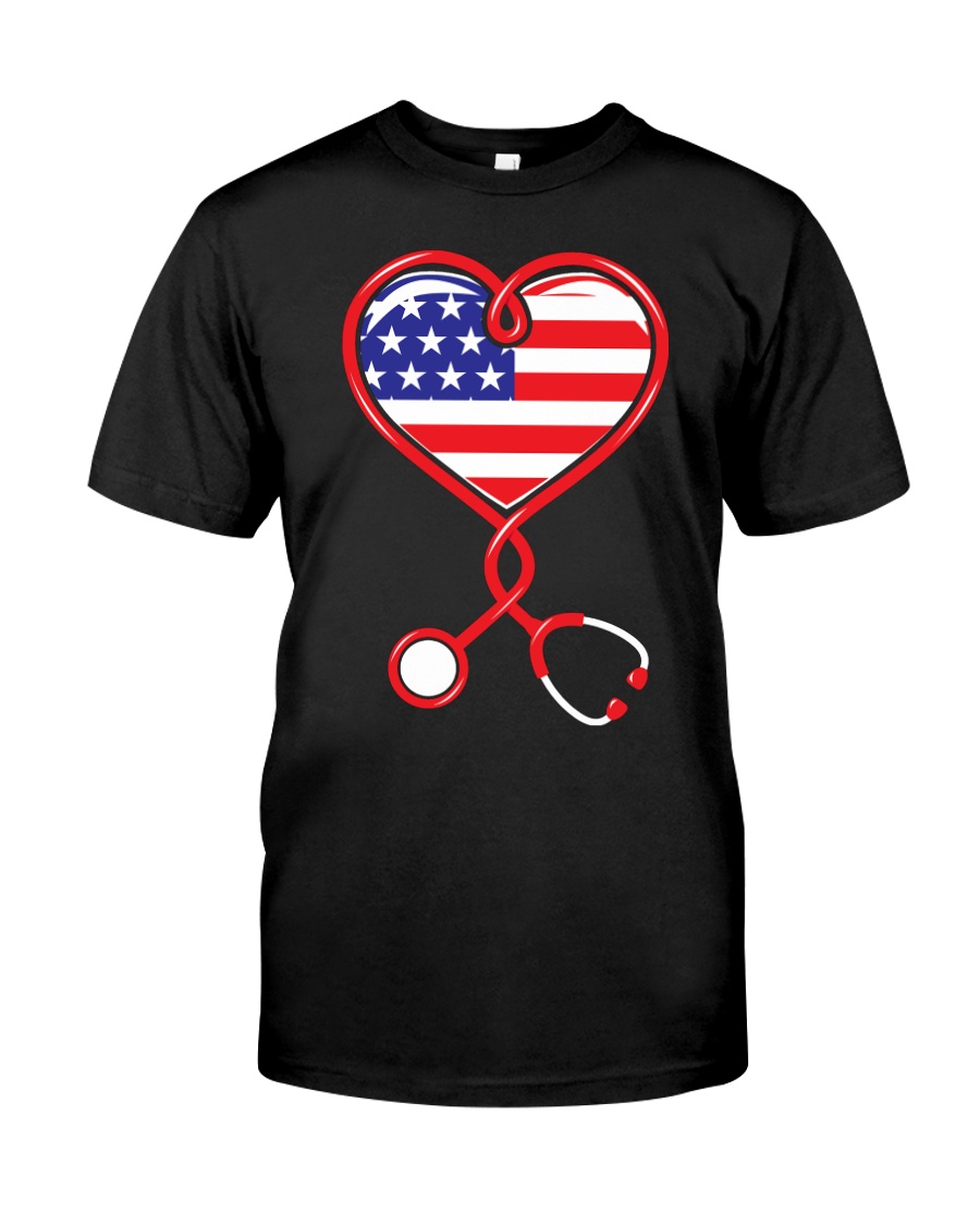 Patriotic Nurse USA Flag Shirt Nursing 4th July Classic T-Shirt