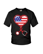 Patriotic Nurse USA Flag Shirt Nursing 4th July Youth T-Shirt tile