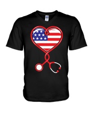 Patriotic Nurse USA Flag Shirt Nursing 4th July V-Neck T-Shirt tile