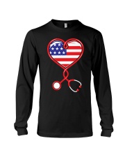 Patriotic Nurse USA Flag Shirt Nursing 4th July Long Sleeve Tee tile