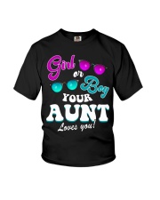 Womens Gender Reveal Girl or Boy Aunt loves you Youth T-Shirt thumbnail