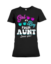 Womens Gender Reveal Girl or Boy Aunt loves you Premium Fit Ladies Tee thumbnail
