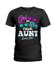 Womens Gender Reveal Girl or Boy Aunt loves you Ladies T-Shirt thumbnail
