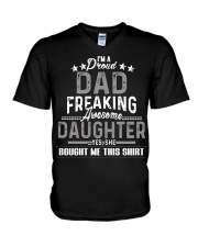 I'm A Proud Dad Freaking Awesome Daughter V-Neck T-Shirt tile
