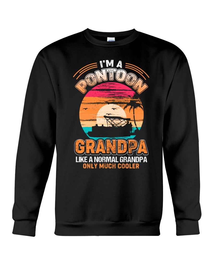 Mens Pontoon Grandpa Much Cooler Normal Crewneck Sweatshirt