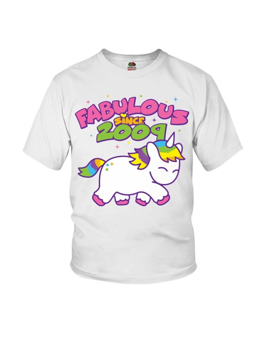 Fabulous Since 2009 Birthday Unicorn T-Shirt Youth T-Shirt