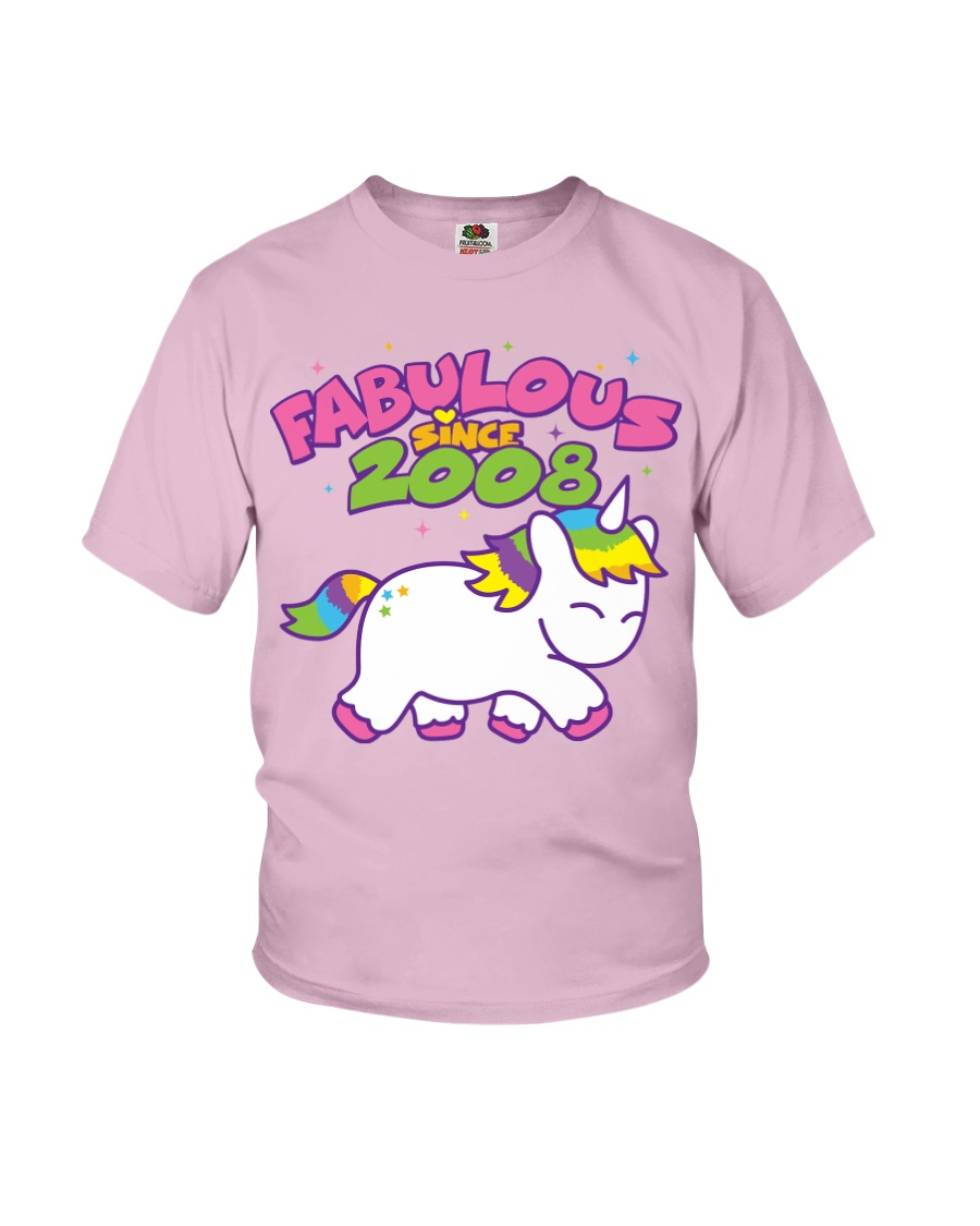 Fabulous Since 2008 Birthday Unicorn T-Shirt Youth T-Shirt