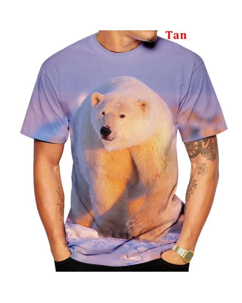 bear Series 3d printed t shirt fashion Men Round Collar Short Sleeve t shirt template
