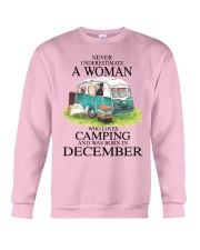 camping a woman december Crewneck Sweatshirt tile