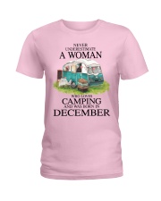 camping a woman december Ladies T-Shirt tile