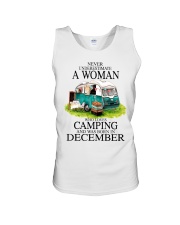 camping a woman December Unisex Tank tile