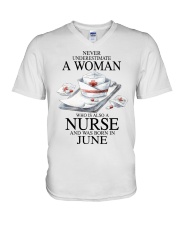 nurse a woman June V-Neck T-Shirt tile