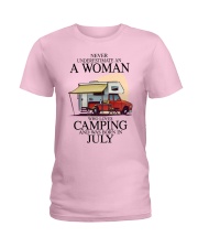 camping RV old lady july Ladies T-Shirt tile