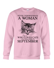 cats a woman September Crewneck Sweatshirt tile